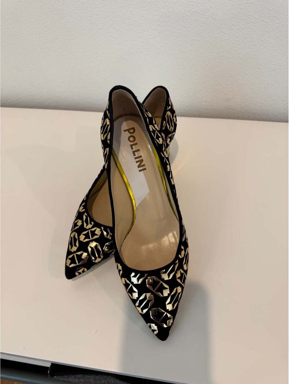 Pollini Gold Geometric Print Pointed Pumps - Picture 2 of 2